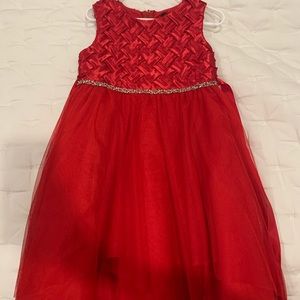 Girls Red Satin and Tulle Party Dress
